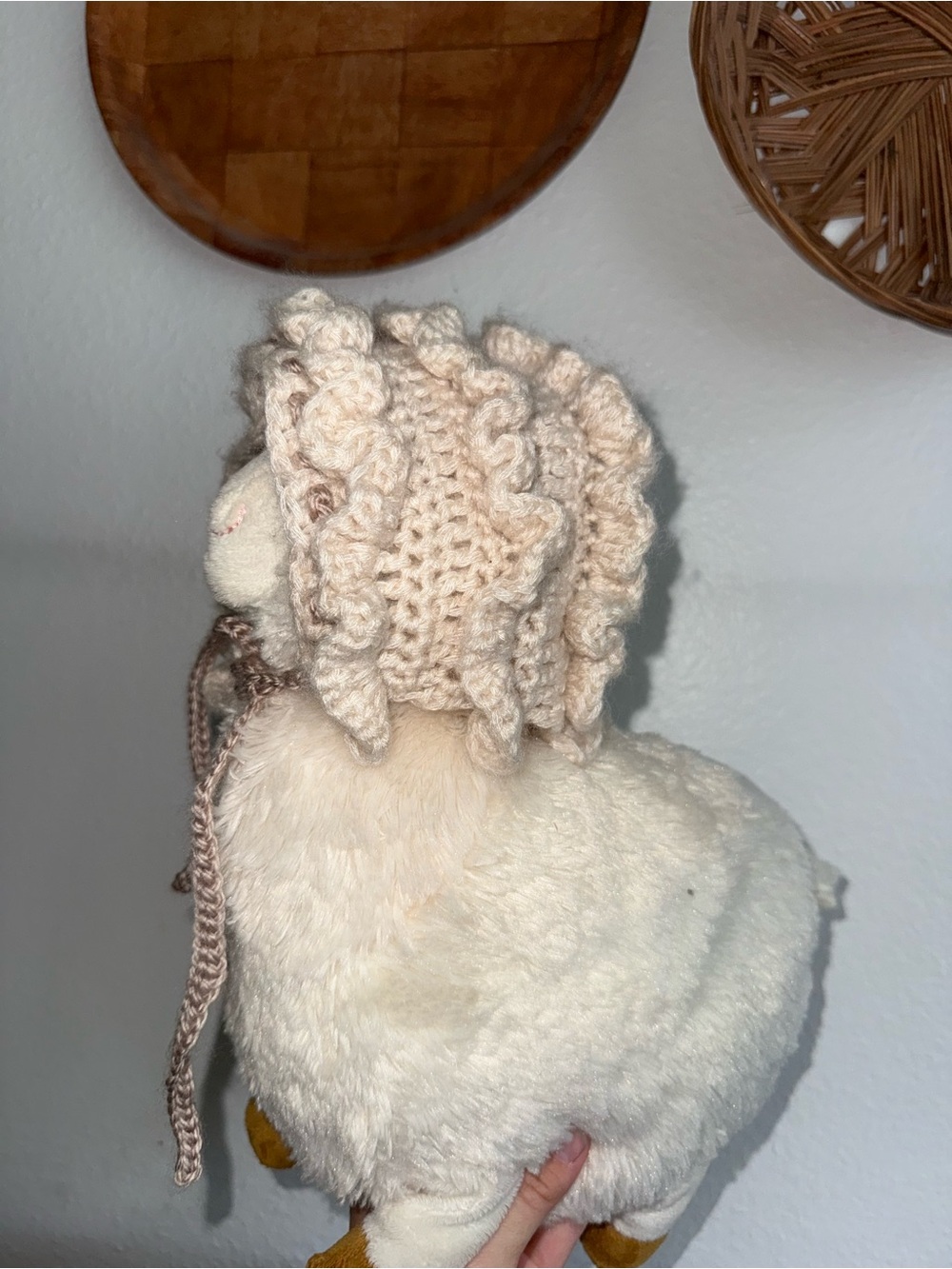 Handmade Crocheted ruffle Bonnet 3-6m hat